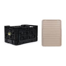 오플렉스 클래식 폴딩박스 접이식 트렁크정리함 48L + 플라스틱 상판, 48L 블랙, 베이지