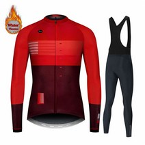 스페인 팀 겨울 보온 양모 사이클링 의류 남성 긴 소매 저지 정장 야외 승마 자전거 MTB 바지 점프 슈트, [08] 3XL, [09] jersey set 9