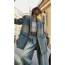 루즈핏 청자켓 여성봄자켓 복고풍 데님자켓