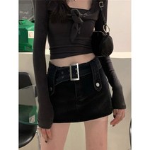 아메카지스타일 복 빈티지 데님스커트 여성 여름 걸스 힙랩 슬림핏 A라인