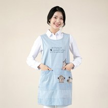 이솔홈 앞치마 원피스형 주방 공방 카페 바리스타 어린이집앞치마 모음, 애니멀 앞치마 02_블루