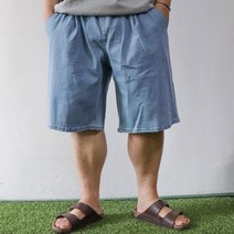 베어릭 남자 빅사이즈 BY 스판 핀턱 밴딩 진청 연청 5부 청반바지 여름 데님 팬츠 큰옷 청바지 반바지