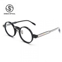 레트로 원형 뿔테 디자인 안경 테 복고 반 투명 템플 다리 초록 호피 블랙 두꺼운 브릿지