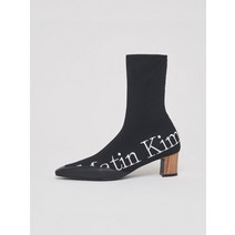 마뗑킴 로고 니티드 발목 부츠 IN 블랙