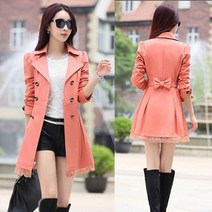 여성 트렌치코트 2021 용 봄 streetwear 턴 다운 칼라 더블 브레스트 1세트