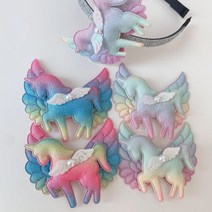 레인보우유니콘 엔젤윙 집게핀 레인보우 엔젤윙 머리띠 유니콘머리띠