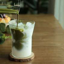 플리츠유리컵 내열유리 홈 카페 플랫화이트잔, 옵션명, 이든 4-2 내열유리컵 320ml, 1개