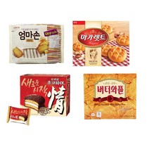 씩씩가게 초코파이12P+버터와플12P+마가렛트16P+엄마손파이20P 오예스 초코파이 몽쉘 엄마손파이 마가렛트 마가렛 인기과자 파이묶음, 1set