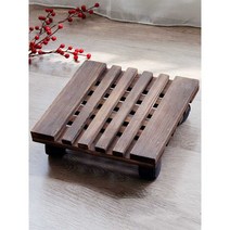 이동식 화분 받침대 원목 나무 바퀴형 물받이 스탠드, 사용자 정의 크기 샷