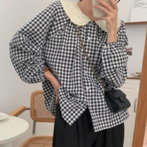 패션디바 여성용 봄 여름 캐주얼 데일리 빅카라 러플 오버핏 긴팔 블라우스