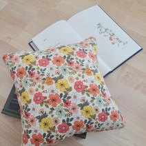 [DIY] 낮잠쿠션 쿠션만들기 미니쿠션 꽃원단 코스모스 노랑체크튤립 솜포함 자유학년 바느질재료 실과수업재료, 보헤미안블루