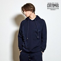 [커스텀어스] 샤링 오버핏 후드맨투맨[네이비]