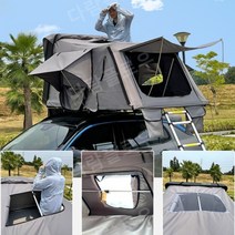 루프탑텐트 하드탑 승용차 차박 루프 텐트, 스몰 블랙 커버+아미 그린 천 커버