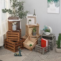 원목 공간박스 다용도수납장시리스 조향대 소가구 & 수납가구 브레드박스 오일거치대 보물상자 레트로 나무 상자 나무 프레임 상자 나무 상자 저장, 수박 빨강 고분 직사각형-대