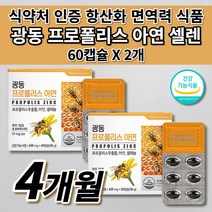 복합 항산화제 면역력 높이는 면역 증강제 노화 예방 항산화 유해산소 세포 보호 만성 몸속 염증 제거 건강 에좋은 영양제 보조제 플라보노이드 17mg 아연 셀레늄 프로폴리스 60캡슐, 2개