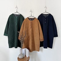 옷자락 여자 방한 겨울 퀼팅 코듀로이 롤업 누빔 패치 원피스