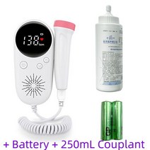 태아심음측정기 Zeyasen태아 심장 박동 모니터 백라이트 LCD 핑크 25Mhz 프로브, 6.Battery with 250mL, 1개