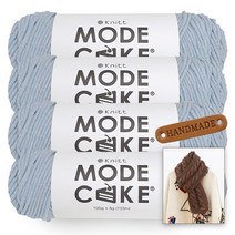 [니뜨] 모드케이크(100g) 뜨개실x4볼+뉴로이드롱머플러도안+라운드엣지라벨 1개, 12_인디스카이