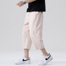 배기 조거 FGKKS 여름 남성 자른 스웨트 팬츠 일본 단순 솔리드 컬러 코튼 린넨 바지 패션 대형 캐주얼