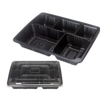 도시락용기 4칸 5칸 (뚜껑포함) 100개 PP재질 플라스틱 일회용용기, 도시락 5칸(100개)