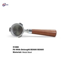 드롱기 데디카 EC680/EC685 용 커피 바텀리스 포터필터 51MM 필터 교체 바구니, Red Wood 3 nails A