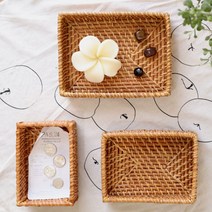 큐스토어 직사각 미니 라탄 바구니, 소