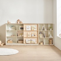 리바트 꼼므 키즈 1800 슬라이딩+칸막이책장, 그레이
