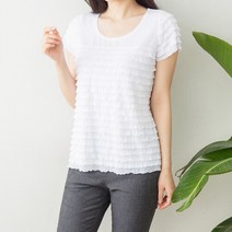 까르죠아 빅사이즈 캉캉 반팔 블라우스 엄마옷 여름 라운드 티셔츠 미시 마담 50대 중년 여성의류
