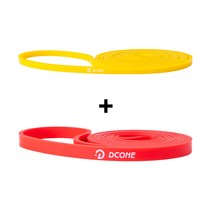 디씨원 천연라텍스 풀업밴드 턱걸이 철봉 홈트 보조저항 헬스밴드 1단계~2단계(총2개)세트, (1단계옐로우+2단계레드)세트