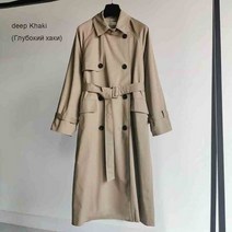 간절기아우터 영국 브랜드 뉴 패션 캐주얼 더블 브레스트 심플 클래식 롱 트렌치 코트 벨트 여성용 세련된 윈드브레이커 가을가을