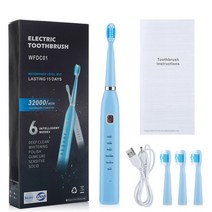 오랄비호환 필립스호환 오아호환 전동칫솔모 USB 충전식 6 모드 치과 교정 전동 칫솔 성인용 방수 부드러, 한개옵션1, 02 파란