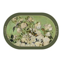 Senro 유화 플라워 흡수하족 미끄럼방지 규조토 발매트 40 x 60 CM, 원형, D