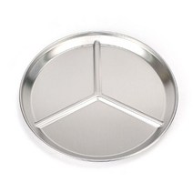 시둥마켓 +[시둥마켓]+_ 고급접시 샐러드그릇 꽃무늬접시 물컵 다용도볼 스텐식기 심플찬기, 킹센스 3분할 뷔페 원형 접시 24.7cm 실리콘뚜껑