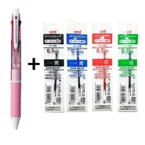 유니 제트스트림 4색 볼펜 1개 + 리필심 4개, SXE4-500-07 핑크(13) + 리필4개