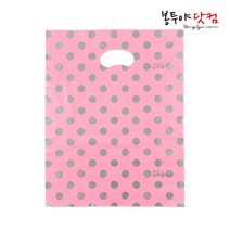 봉투야닷컴 HDPE 25호 (25x34cm) 100장 비닐쇼핑백, 도트-핑크실버