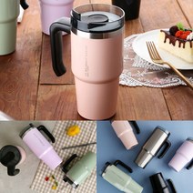 머그 스텐 텀블러 890ml 블랙 손잡이머그텀블러 어린이텀블러 핸들텀블러 트라이탄텀블러 차량용텀블러 냉온텀블, 890ml (핑크)