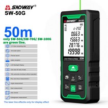 레이저자 수평 줄자 거리측정기 전자 디지털 sndway 50m 70m 100m 녹색 빛 실내실외 trena lazer 테이프 측정 룰렛 도구, SW-70g