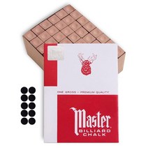 Master Chalk Master Billiard 당구 큐 초크 프리미엄 품질 - 1 총 - 144 피스 - 미국 제조 + 당구 테이블 스팟 10 개 (그린), Gold