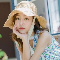 레이스 리본 라피아햇 아이유 밀짚모자 왕골모자