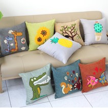 에덴 eden 캐릭터 자수 쿠션 등쿠션 솜포함 의자쿠션 쇼파쿠션, 선인장 쿠션