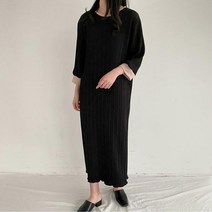 [세인트이브] 당일발송 국내생산 7부소매 시보리배색 주름원피스
