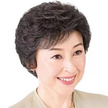 흰머리 가발 할머니 자연스러운 백발 숏컷가발 여성 여자 어르신 70대 장년 60대 숏단발 중 50대 노인 분장, 백발 20% 고온사 (머리망)