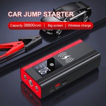 타이어 공기주입기 자동 전동펌프 자전거 차량용에어컴프레셔 새로운 점퍼 스타터 38800mah 전원 은행 무선 충전 휴대용 배터리 부스터 충전기 12v 점프 시작, 없음