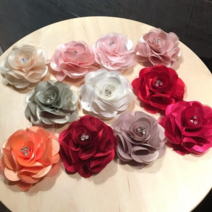 공단 큐빅 장미 코사지 - 소 이중핀, 주황