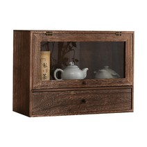 그릇장 원목 미닫이 찻장 옛날 카페장 찬장, 더블 레이어 찬장