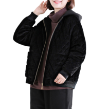 도오빠 포포초 여성 점퍼 자켓 항공 누빔 오버핏 루즈핏 후드 긴팔 퀼팅 집업 포켓 여성점퍼 아우터 블랙