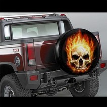 지프 카시트 커버Skull Spare Tire Cover Sugar 지프 스페어 타이어 커버 할로윈 선물 재미있는 백업 카메, 04 주황색_01 14in