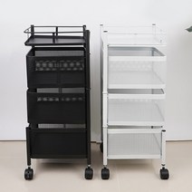 회전선반 사각 3단 4단 이동식 트롤리 철제 욕실 수납장 코너 정리대, 3단 화이트