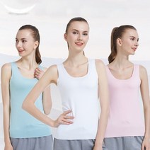 로아리빙 여성 민소매 나시 노라인 무봉제 스판 이너 나시티 심리스 운동