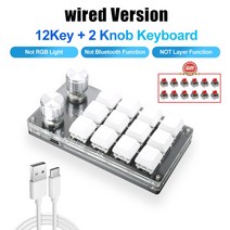 블루투스 무선 키보드USB 무선 블루투스 매크로 키패드 사용자 정의 미니 키보드 프로그래밍 핫 스왑 게임, 16 K12-Wired-White-12R, 한개옵션1, 한개옵션2